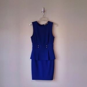 Mystic Royal Blue Peplum Dress Women's Size L Sleeveless